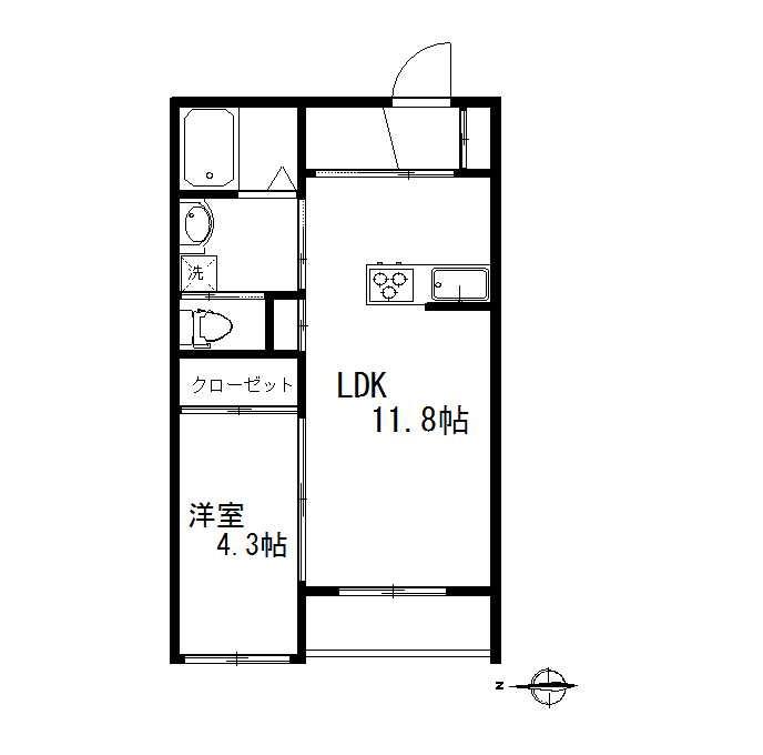ブランセリージェ I(1LDK/2階)の間取り写真