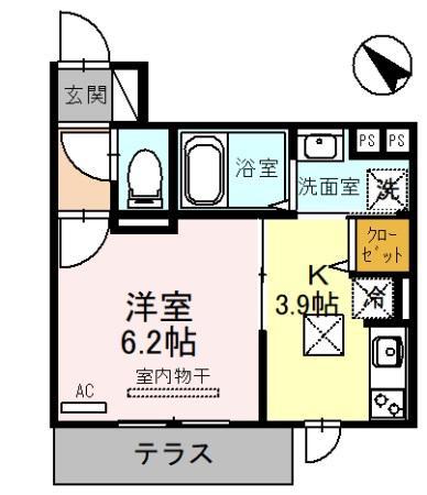 RIHITO堺東(1K/1階)の間取り写真