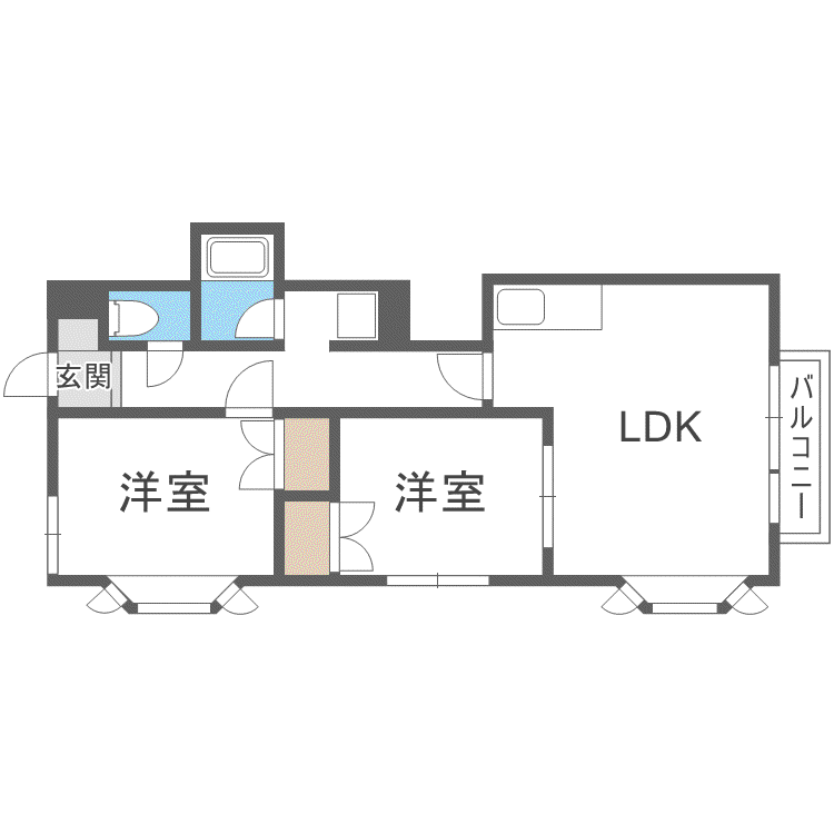 ドミール高木(2LDK/2階)の間取り写真