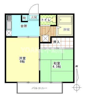アイビーマンション南林間(2K/1階)の間取り写真