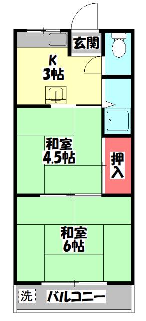 ウエストヒルズ御堂(2K/3階)の間取り写真