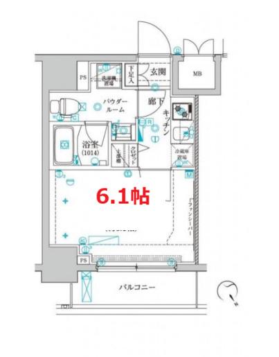 クレイシア品川越(1K/6階)の間取り写真