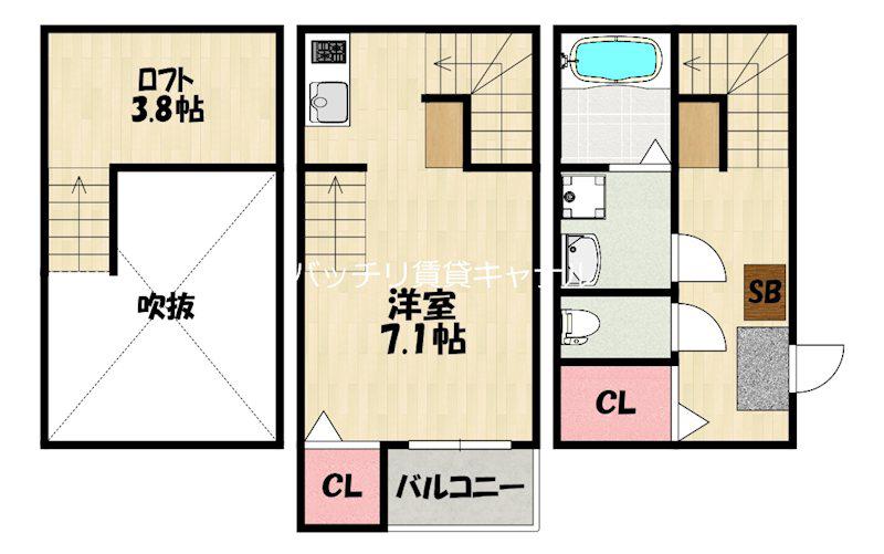 GRANDEUR 深澤(1K/1階)の間取り写真