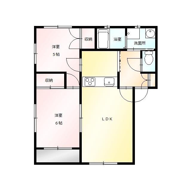 グランドハイツ新田(2LDK/2階)の間取り写真