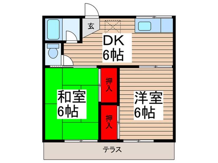 東山ハイツ(2DK/1階)の間取り写真
