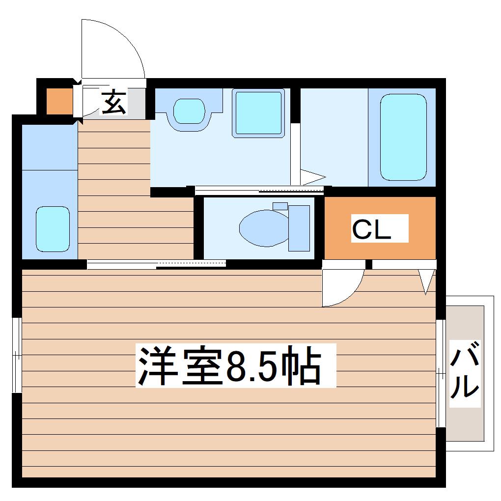 フラット6(1K/2階)の間取り写真