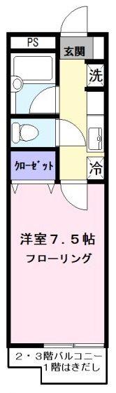 メゾンボヌール(1K/1階)の間取り写真