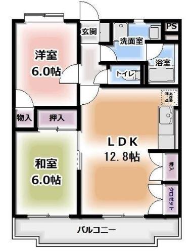 エクセレントアイ(2LDK/1階)の間取り写真