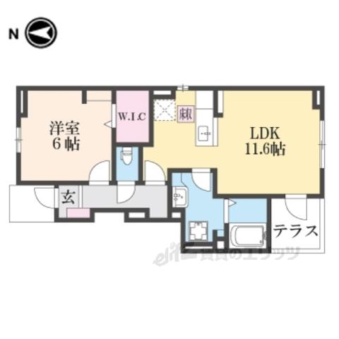 ラポール B(1LDK/1階)の間取り写真