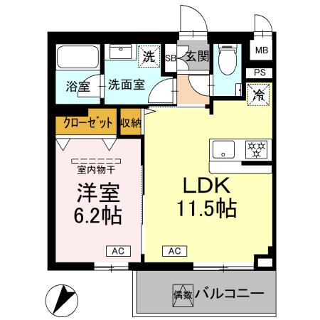 ロイジェント中目黒(1LDK/1階)の間取り写真