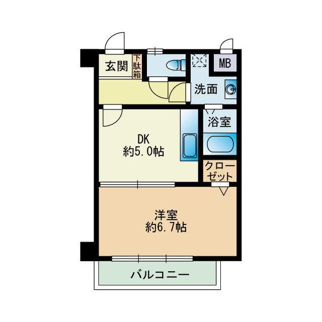 ときわマンション那の川(1DK/4階)の間取り写真