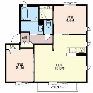 セーヌコート(2LDK/1階)の間取り写真