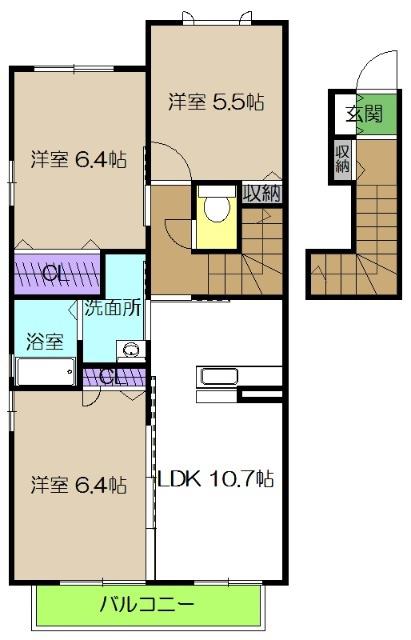 シャーメゾン アンビシア(3LDK/2階)の間取り写真