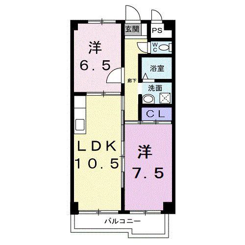 ドミール竹ノ塚(2LDK/2階)の間取り写真