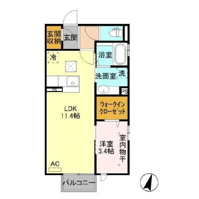 ブライト・フルール(1LDK/2階)の間取り写真