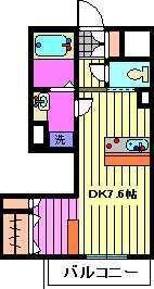 ティアレ川口(1DK/1階)の間取り写真