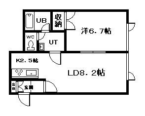 TAFUY東光II(1LDK/1階)の間取り写真