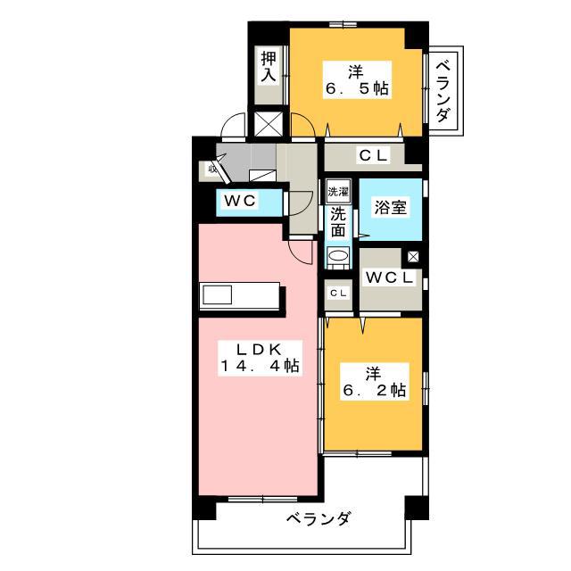 テル大西(2LDK/4階)の間取り写真