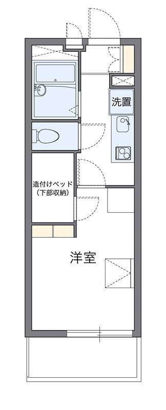 エメラルドグリーン(1K/1階)の間取り写真