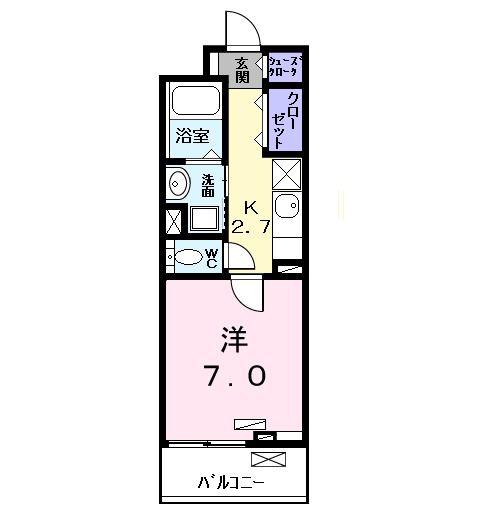 ルナリア(1K/2階)の間取り写真