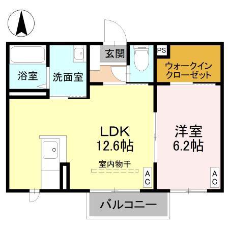 ヴィラブリッツ C(1LDK/1階)の間取り写真