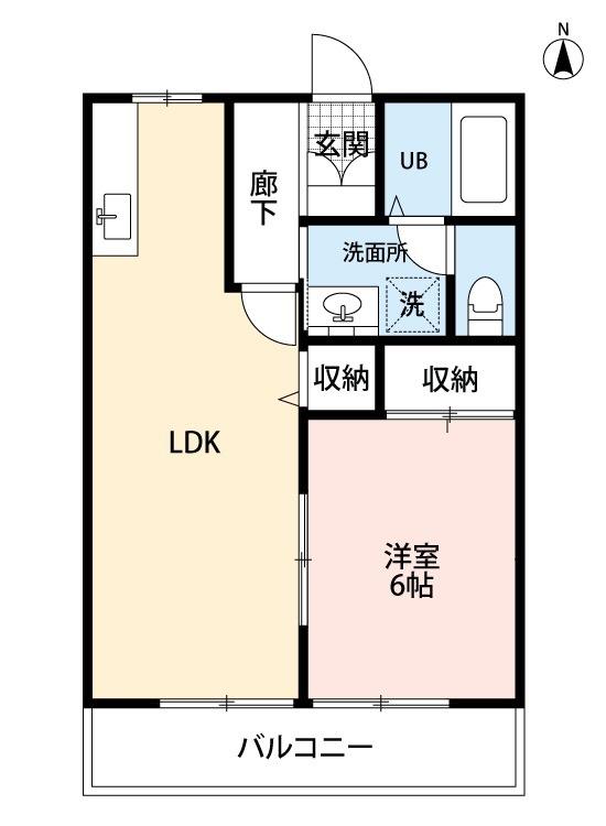 リトルハイム(1LDK/2階)の間取り写真