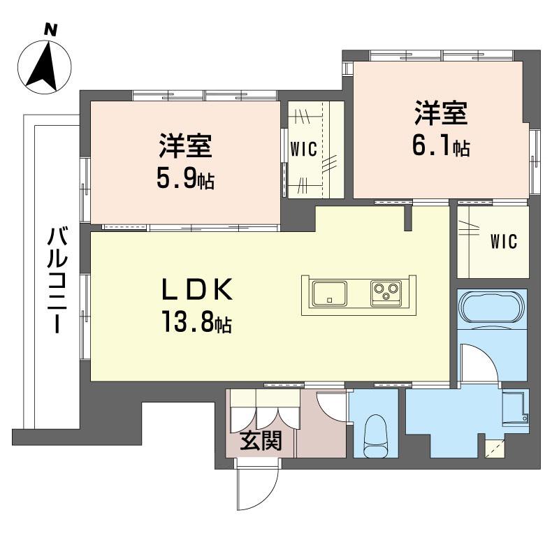 プリシアガーデン(2LDK/3階)の間取り写真