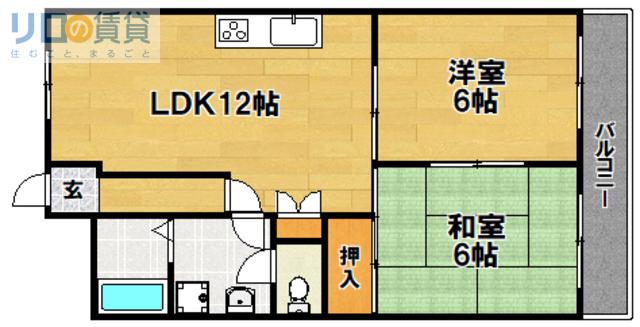 パレスサトウ(2LDK/4階)の間取り写真