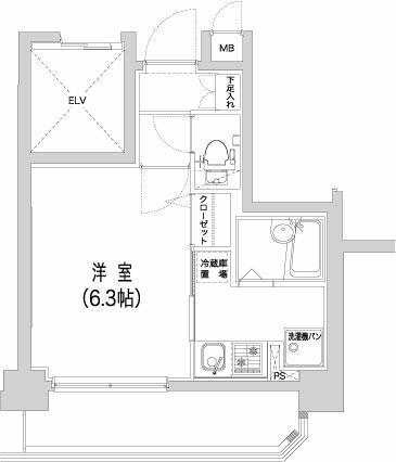 ヴェローナ空港西ルッソ(1K/2階)の間取り写真