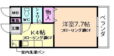 ルミエール箕面(1K/1階)の間取り写真