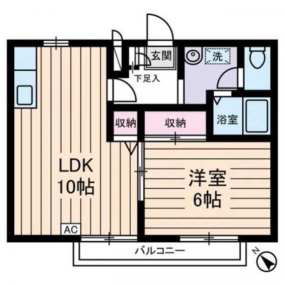 Sコート(1LDK/2階)の間取り写真