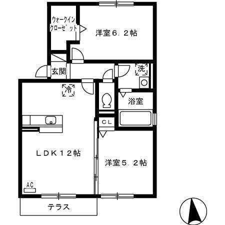 ポルテボヌール桜ヶ丘(2LDK/1階)の間取り写真