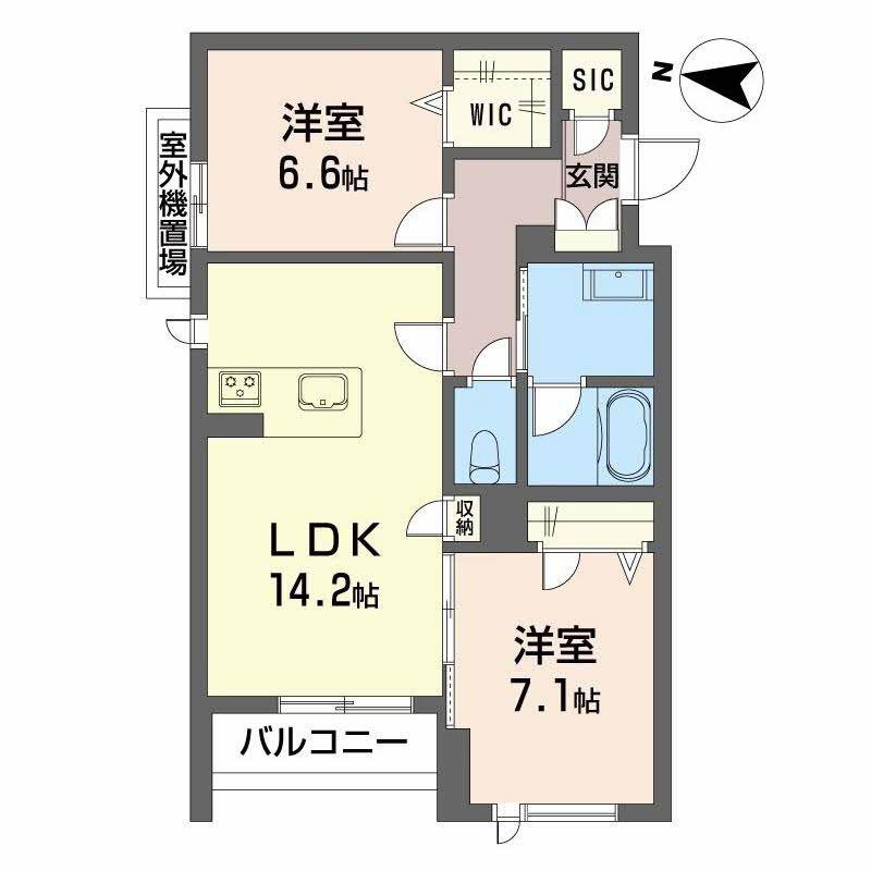 モンジュ広沢(2LDK/3階)の間取り写真