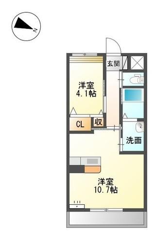 ベルモンターニュ(1LDK/2階)の間取り写真