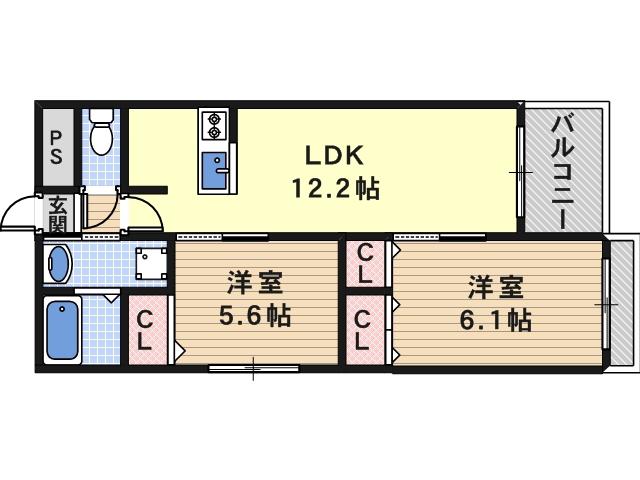 GRAND MAISON(2LDK/2階)の間取り写真