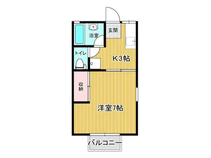 清明ハイツ(1K/2階)の間取り写真