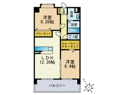 スカイシャトレ曰佐(2LDK/5階)の間取り写真