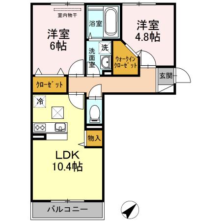 メナージュ今(2LDK/1階)の間取り写真