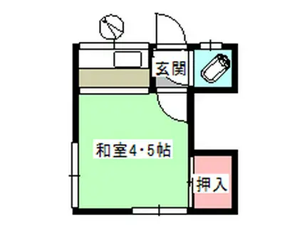 りえ荘(ワンルーム/2階)の間取り写真