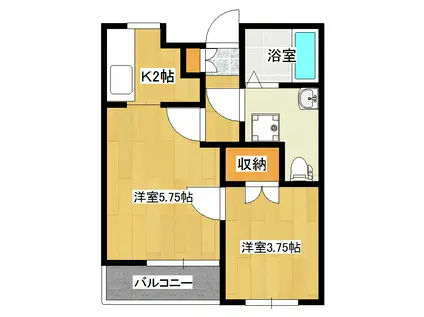 ボアソルテ 1-B(2K/1階)の間取り写真