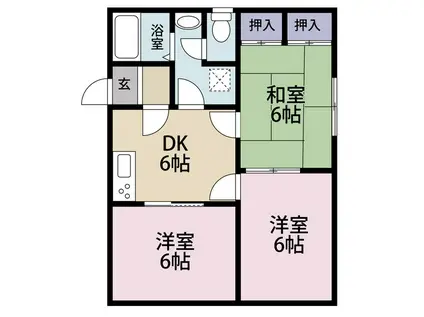 グレージュ(3DK/2階)の間取り写真