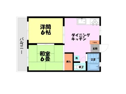 ドルフ北本(2DK/2階)の間取り写真