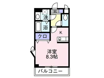 ミルコート(ワンルーム/2階)の間取り写真