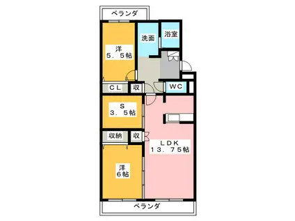 エル・グランシャリオ(2SLDK/3階)の間取り写真