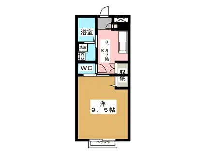 ラメール東金(1K/2階)の間取り写真