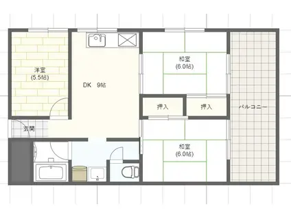 白岡ビル(3DK/3階)の間取り写真