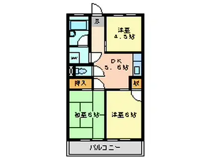 鎌田マンション(3DK/4階)の間取り写真