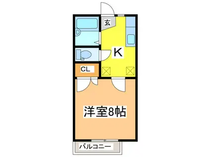 ロッキータウン H棟(1K/2階)の間取り写真