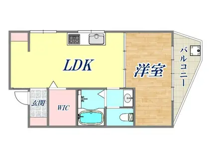 逆瀬川ビル(1LDK/4階)の間取り写真
