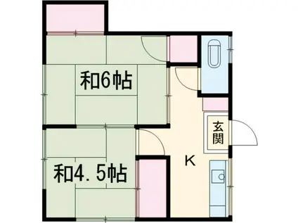 第二柳荘(2K/1階)の間取り写真